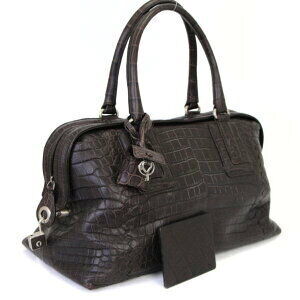 Bottega Veneta brown boston crocodile leather handbag bag
